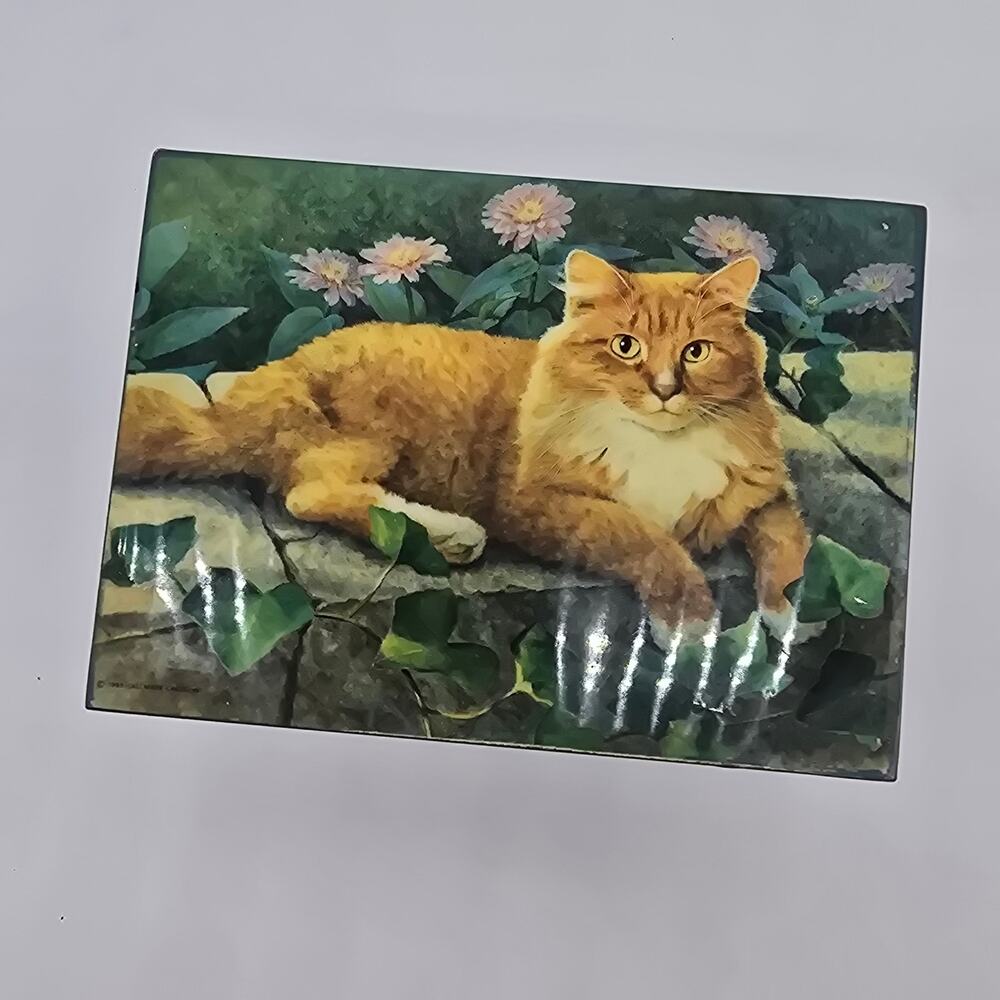 Special Gifts Crowning Touch Green Cat Lovers Wood Jewelry Trinket Box Tabby